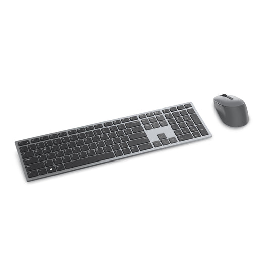 Dell Pro Plus und - Maus – KM7321W - US international (QWERTY) - Volle Größe (100%) - Kabellos - RF Wireless + Bluetooth - QWERTY - Grau - Titan - Maus enthalten - Tastatur