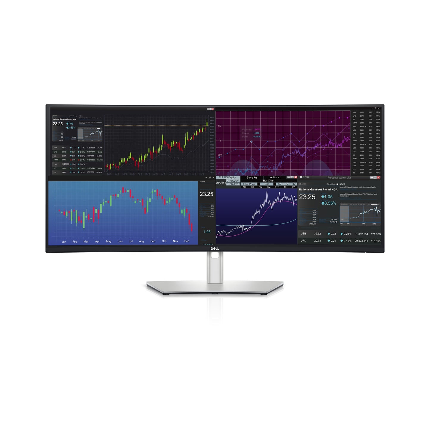 Dell UltraSharp U3824DW - 95,2 cm (37.5") - 3840 x 1600 Pixel - Wide Quad HD+ - LCD - 8 ms - Schwarz - Silber - Monitor