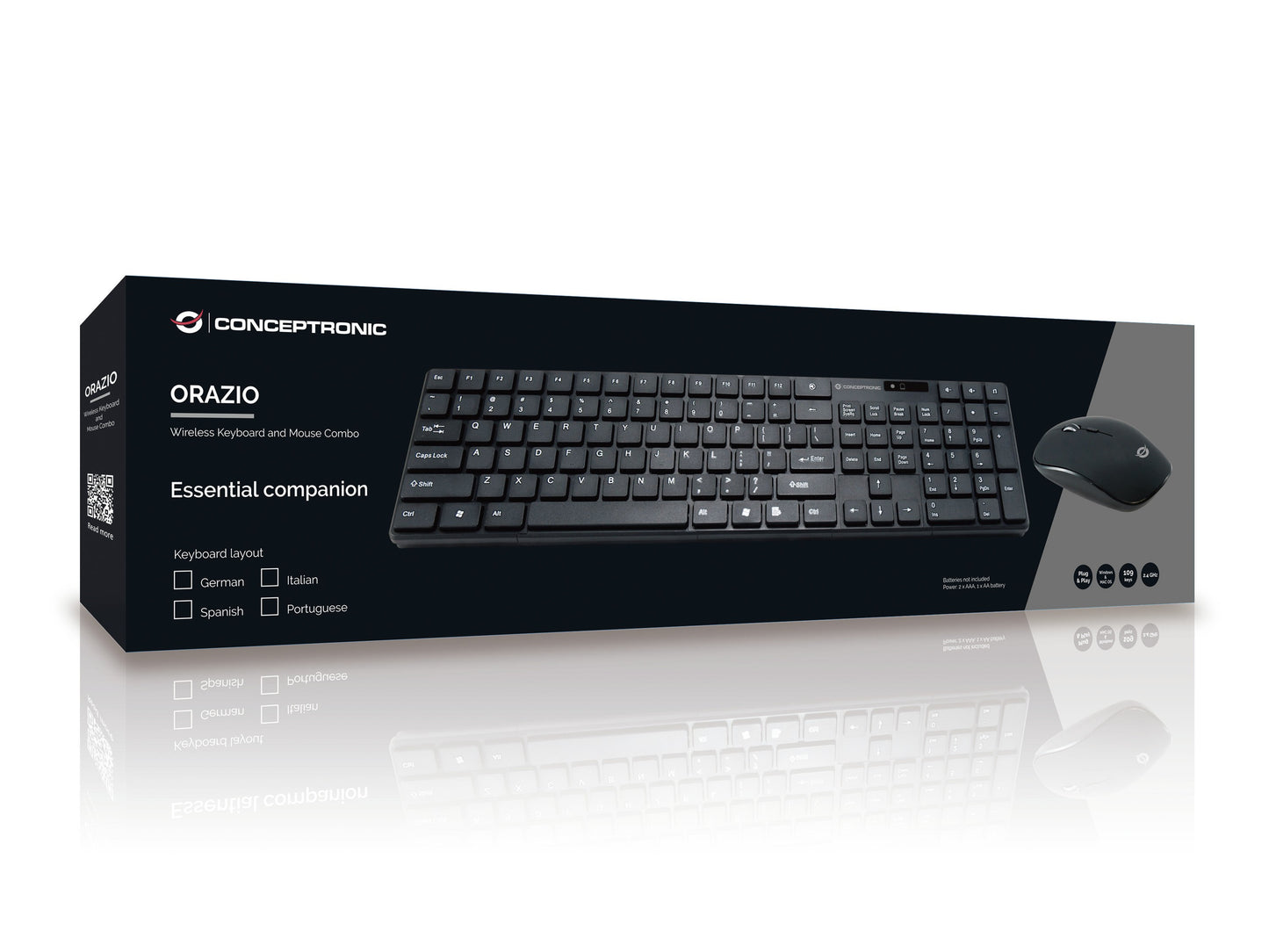 Conceptronic Orazio - Standard - RF Wireless - QWERTY - Schwarz - Maus enthalten - Tastatur