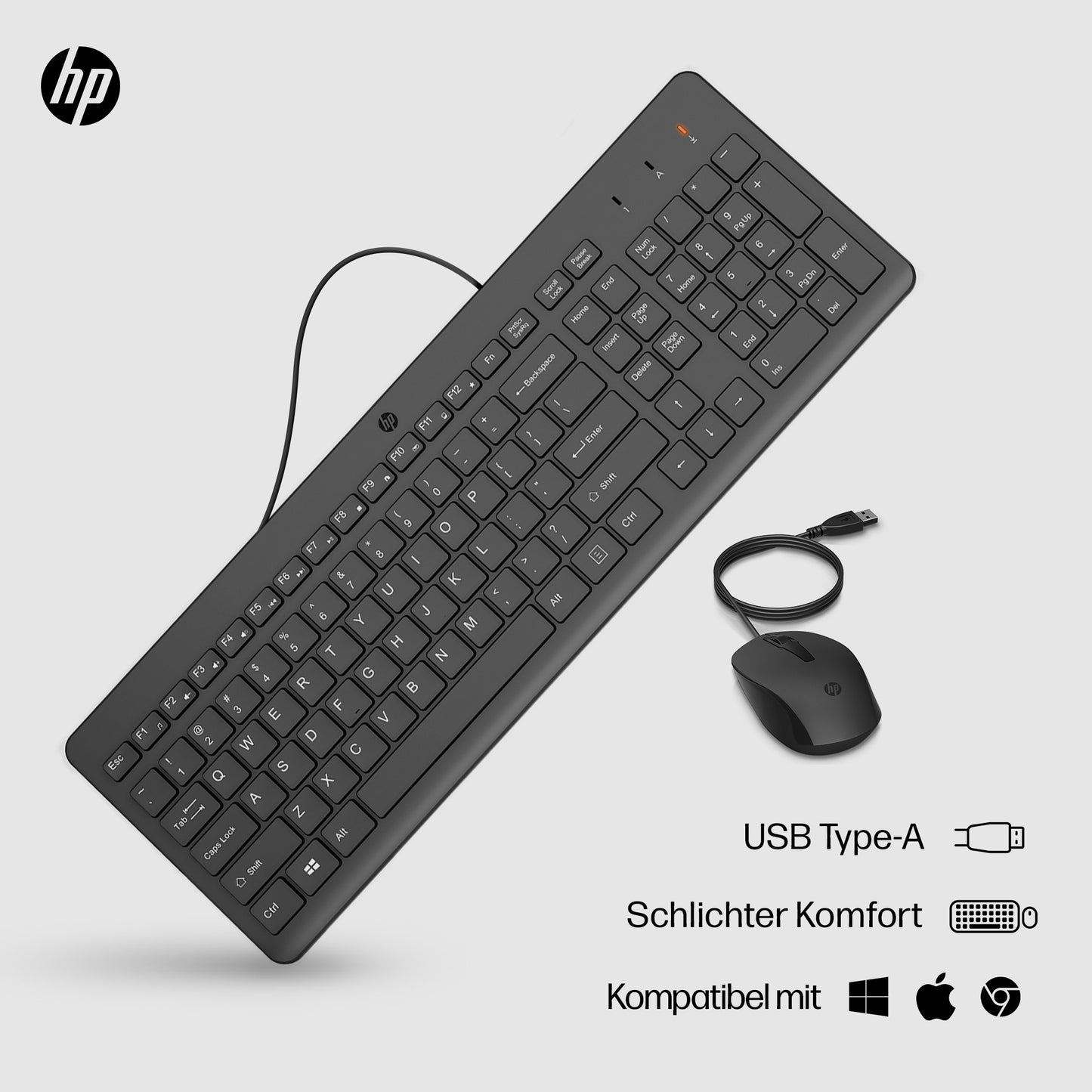 HP 150 Kabelgebundene Tastatur und Maus - 1.600 dpi - Tastatur
