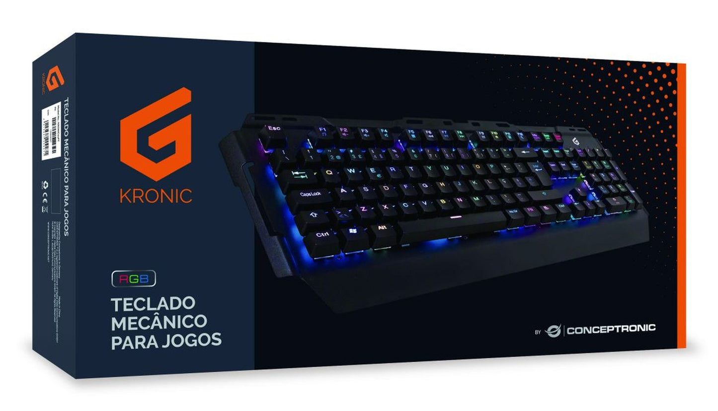 Conceptronic KRONIC - Kabelgebunden - USB - Mechanischer Switch - QWERTY - RGB - LED - Schwarz - Tastatur