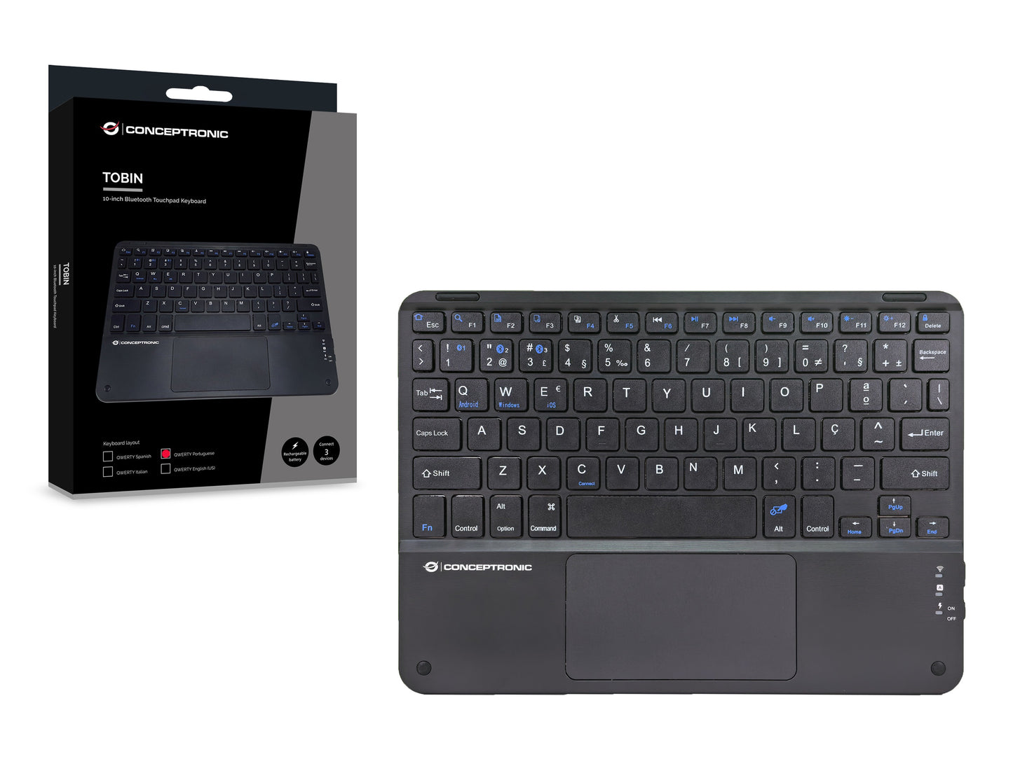 Conceptronic Wireless Tastatur Layout portug. 10" schwarz - QWERTY - Tastatur