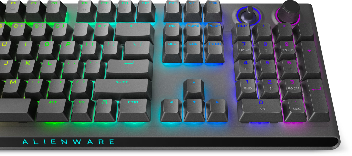 Alienware Tri - Mode AW920K - Volle Größe (100%) - Verkabelt & Kabellos - USB + RF Wireless + Bluetooth - Mechanischer Switch - RGB - LED - Grau - Tastatur