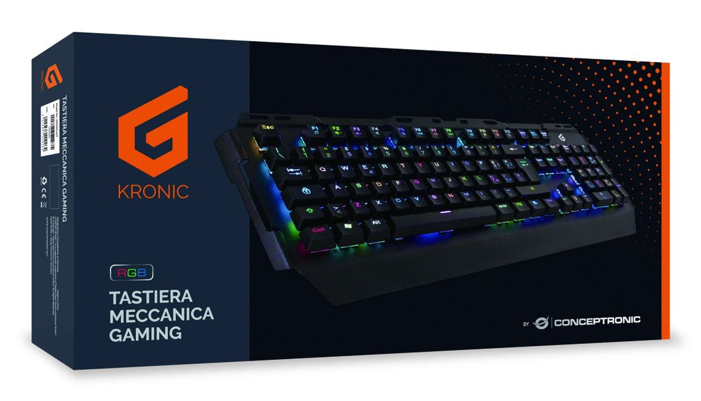 Conceptronic KRONIC - Kabelgebunden - USB - Mechanischer Switch - QWERTY - RGB - LED - Schwarz - Tastatur
