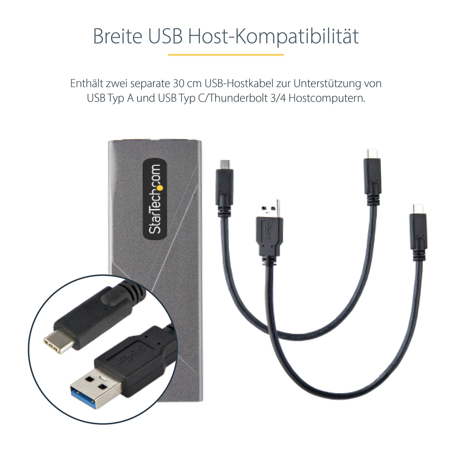 StarTech.com USB - C M.2 Externes Gehäuse für NVMe und SATA M.2 - USB - C/USB - A auf M.2 NVMe/SATA SSD - 10Gbit/s - M/B+M key M.2 Laufwerke - 2230/2242/2260/2280 - Aluminiumgehäuse - werkzeuglos - USB - C und USB - A Kabel - SSD - M.2 - M.2 - 1 - Gehäuse