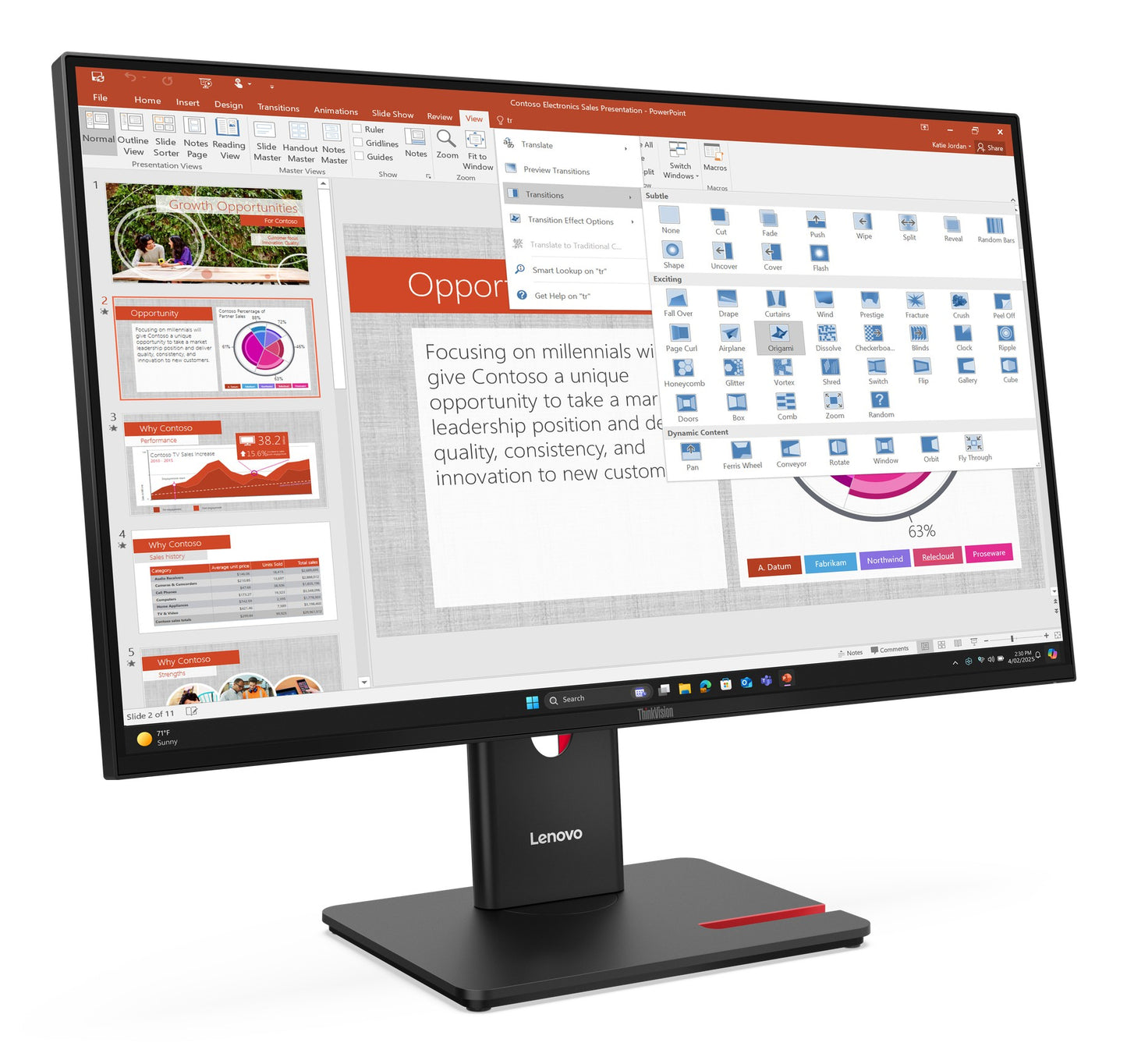Lenovo ThinkVision T27 - 68,6 cm/27" Flachbildschirm (TFT/LCD) - 1.920x1.080 IPS - Monitor
