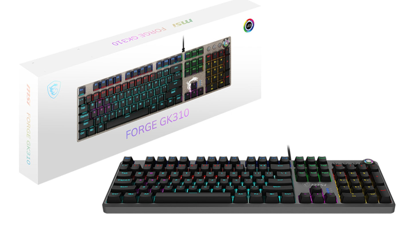 MSI Forge Gk310 Red Gaming Keyboard - QWERTY - Tastatur