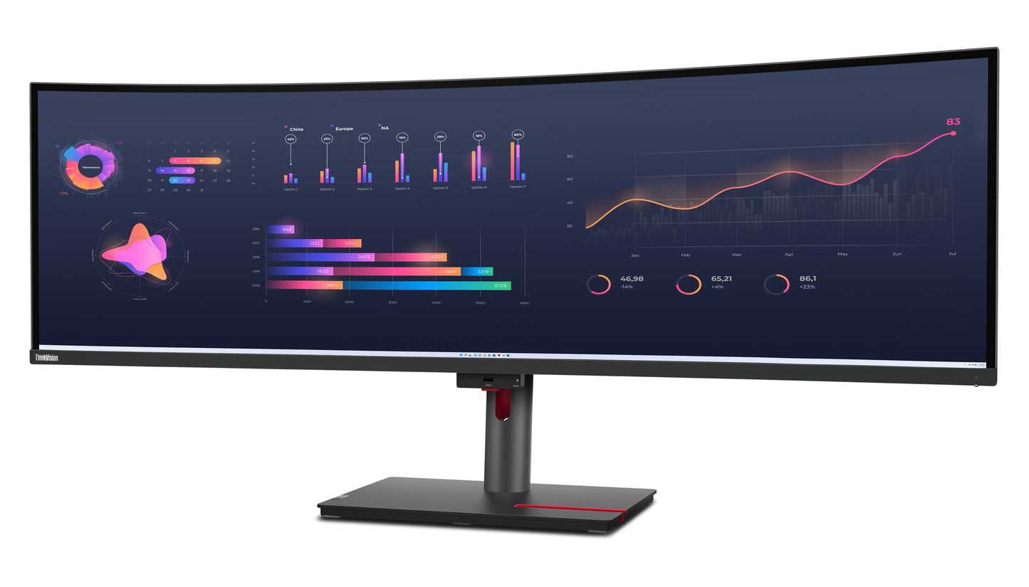 Lenovo ThinkVision P49w - 30 Monitor - 124,5 cm (49") - 5120 x 1440 Pixel - DQHD - LED - 6 ms - Schwarz - Monitor