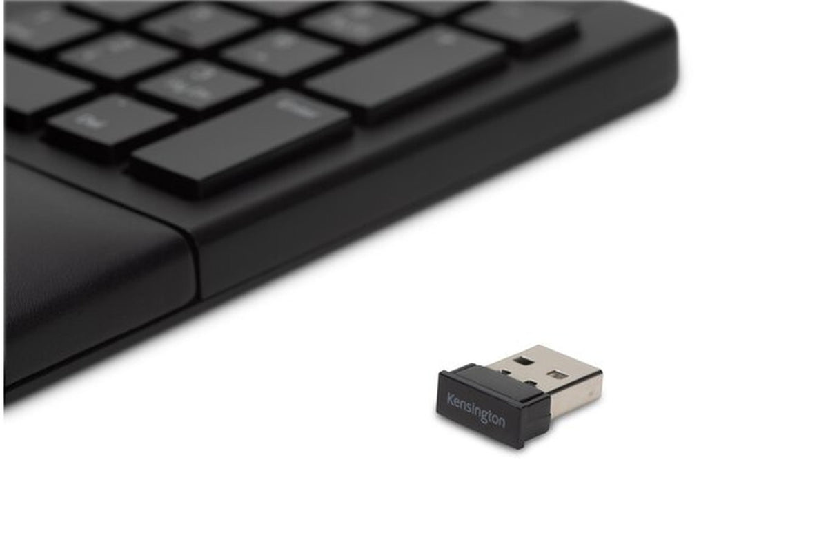 Kensington ProFit Ergo Wrlss - Volle Größe (100%) - Verkabelt & Kabellos - RF kabellos + USB - AZERTY - Schwarz - Tastatur