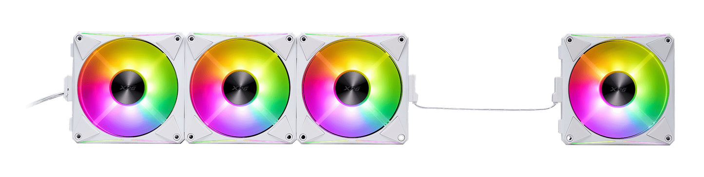 XPG Lüfter Hurricane MAG 120 120mm ARGB PWM Fan 4er Pack WH retail - 23,36 dB - 2.000 rpm - Kühler