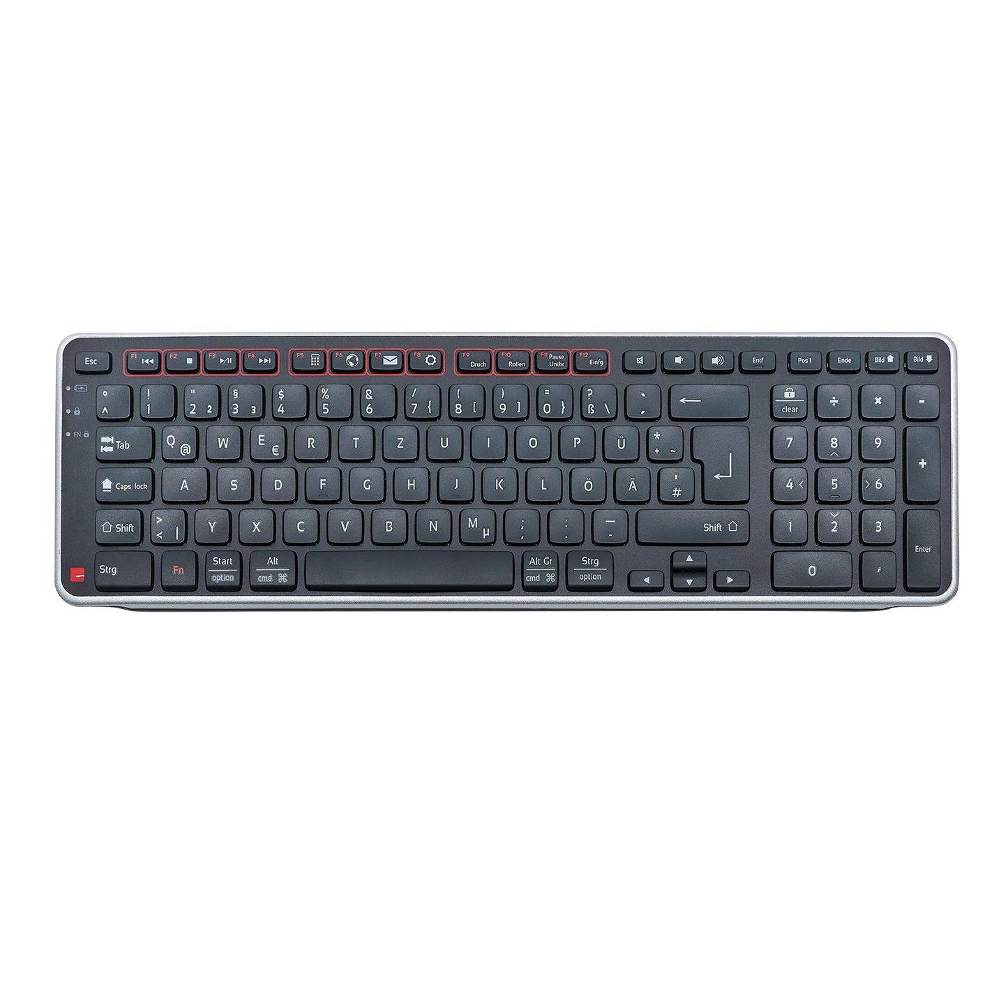 Contour Design Balance Keyboard Wireless - DE Layout - Volle Größe (100%) - Kabellos - RF kabellos + USB - Scherenschalter - QWERTZ - Schwarz - Tastatur