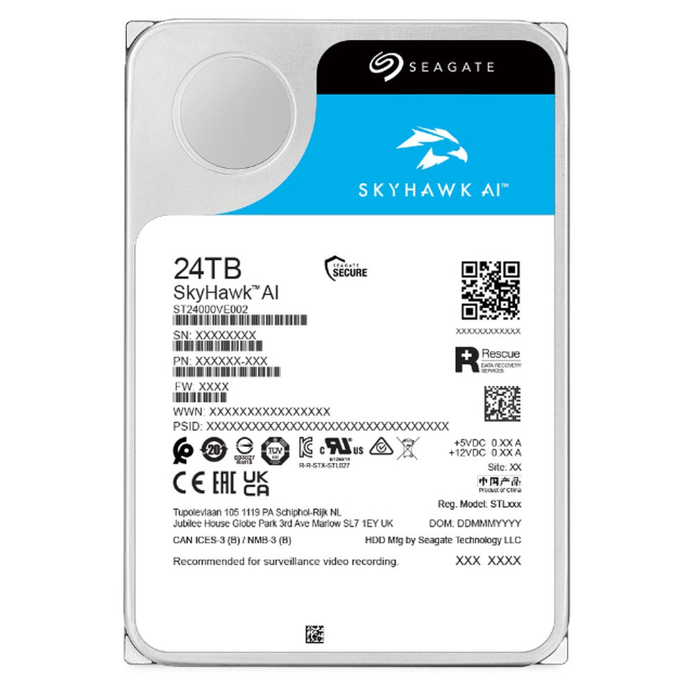 Seagate SkyHawk AI - 24 TB - 7200 RPM - 512 MB - 3.5" - Serial ATA III - Festplatte