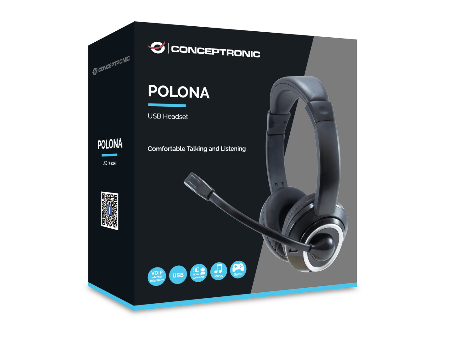 Conceptronic POLONA USB - Kabelgebunden - Anrufe/Musik - 42 - 17000 Hz - 175 g - Kopfhörer - Schwarz - Headset