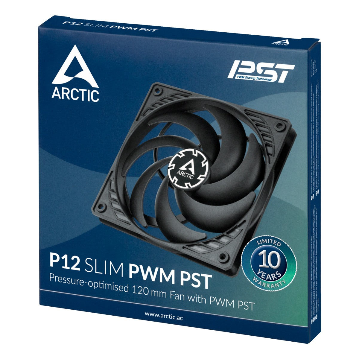 Arctic P12 Slim PWM PST 120 mm PWM Lüfter optimiert für statischen Druck mit integriertem Y - Kabel - Ventilator - 12 cm - 2100 RPM - 0,3 Sone - 41,1 cfm - 71,53 m³/h - Kühler