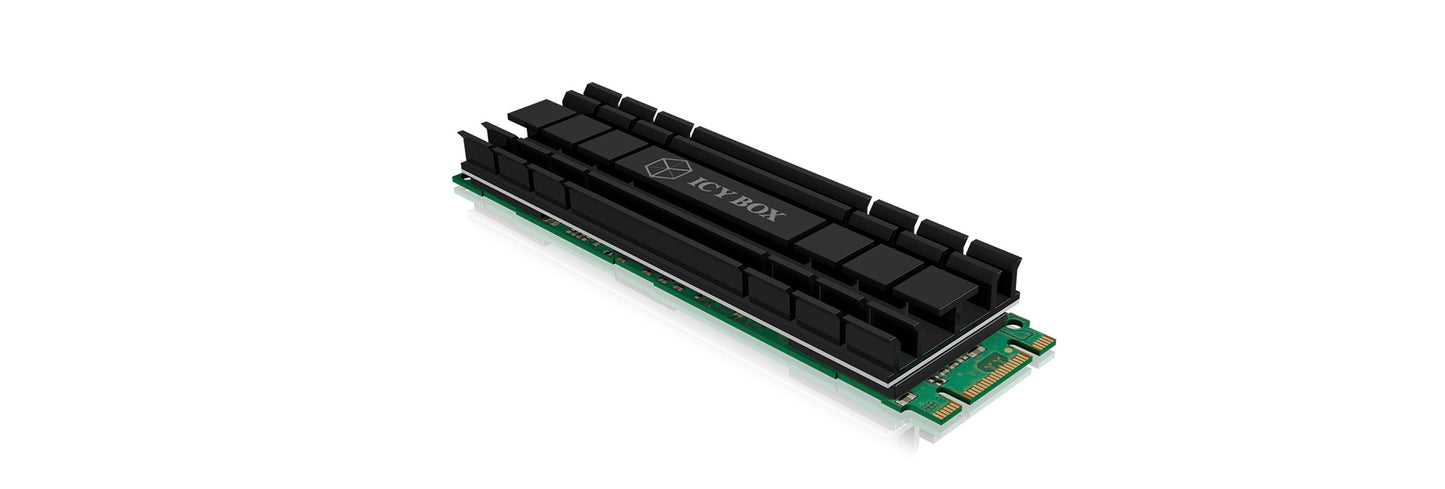 ICY BOX IB - M2HS - 701set für M.2 2280 SSD - für PC/PS5 - Aluminium - 5 mm dick/Radiator - Schwarz - Kühler