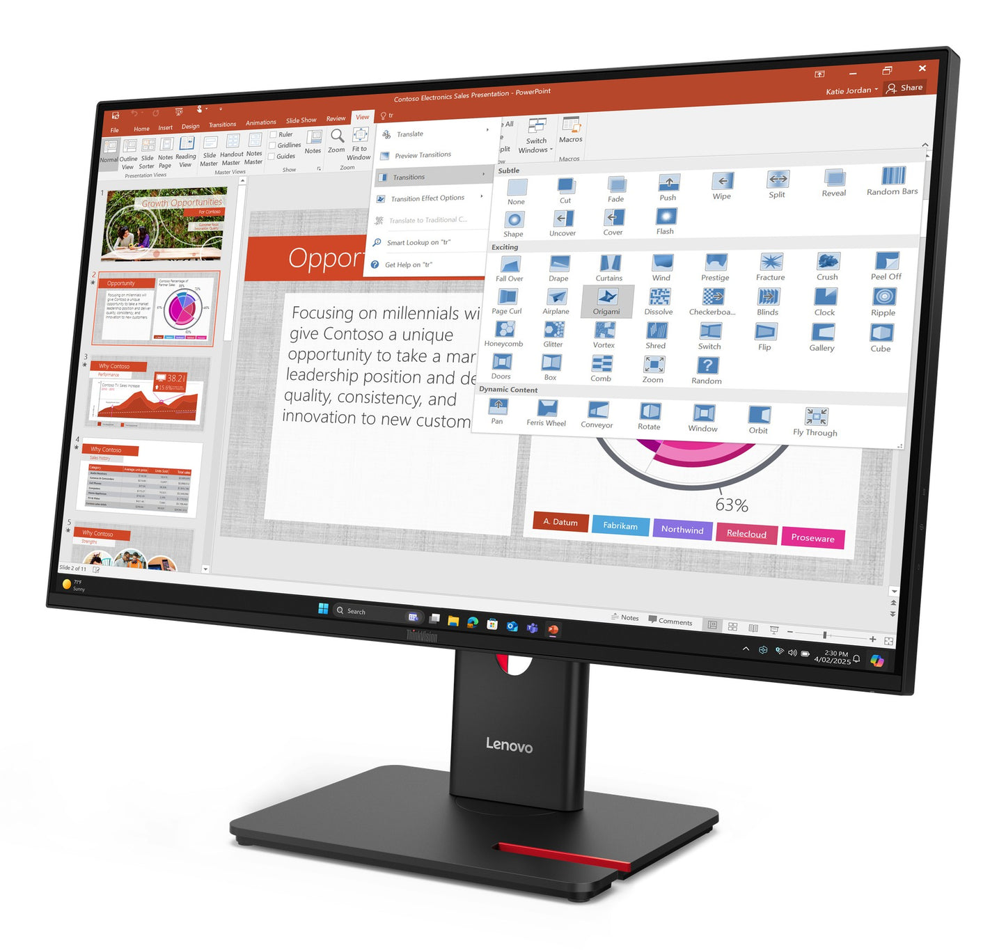 Lenovo ThinkVision T27 - 68,6 cm/27" Flachbildschirm (TFT/LCD) - 1.920x1.080 IPS - Monitor
