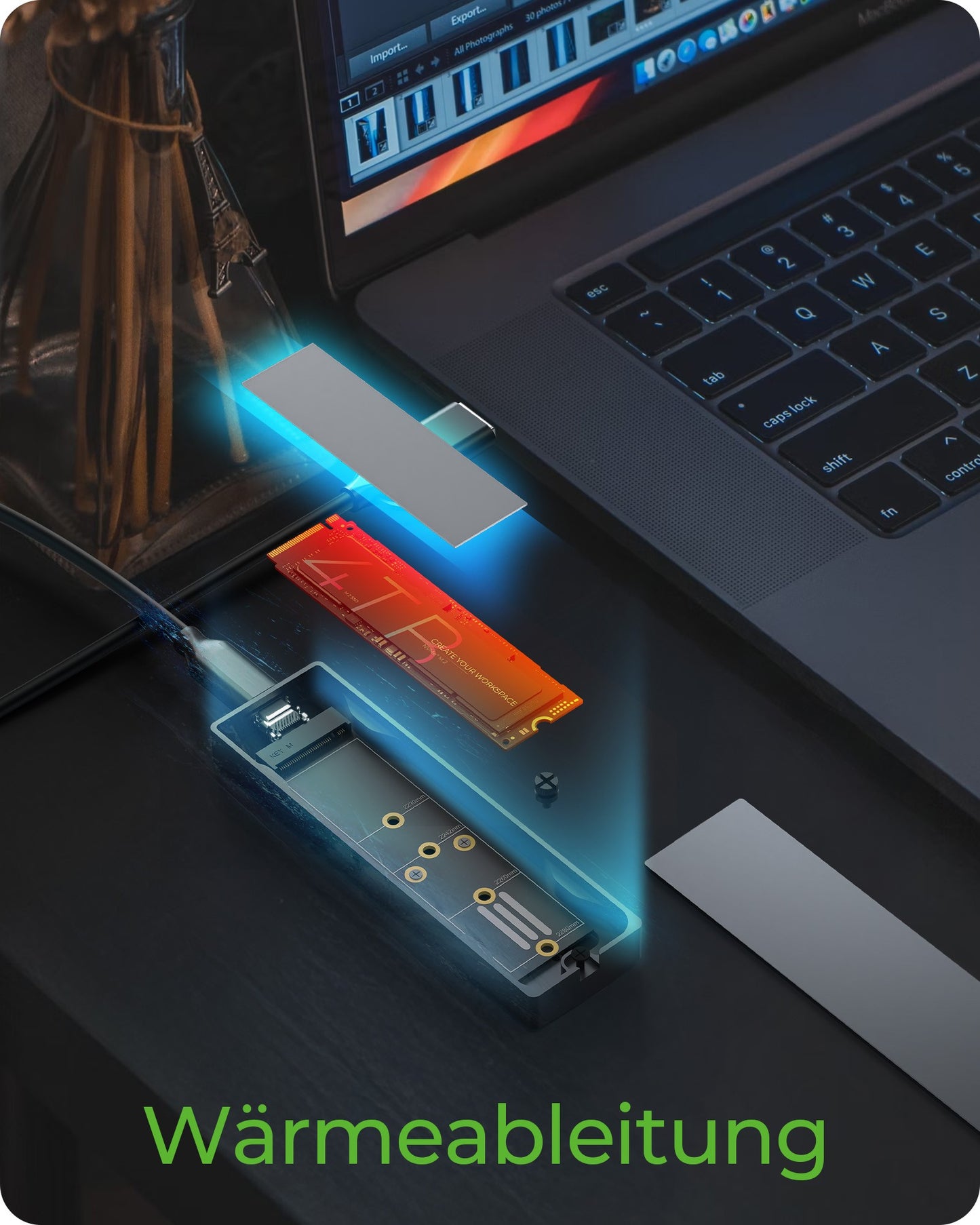 ICY BOX Gehäuse extern M.2 NVMe Ssd RGB 10Gbps USB3.2 Gen2 Type - C Host - Usb 3 - USB 3.0 - Gehäuse