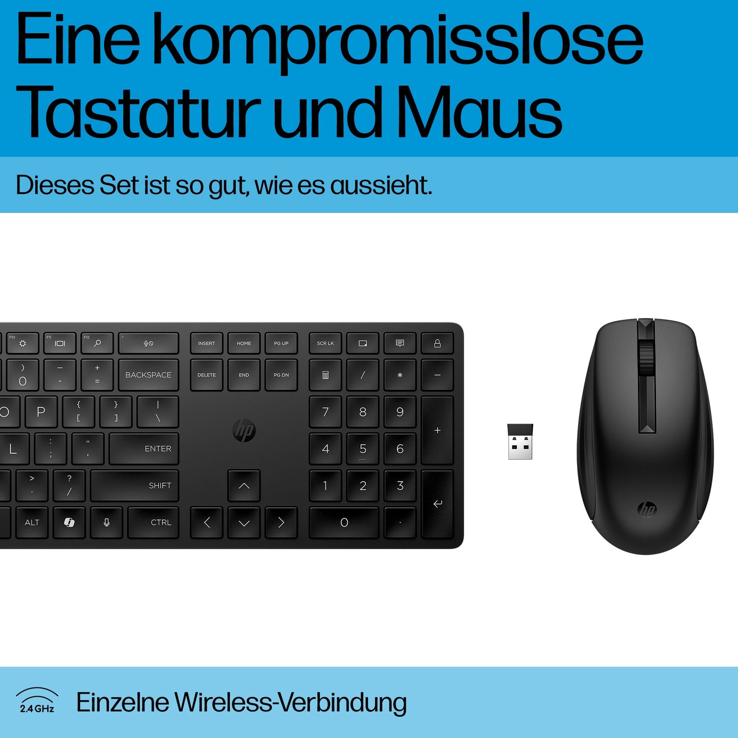 HP 655 Kabellose Tastatur - und Maus - Set - 20 Tasten - Tastatur