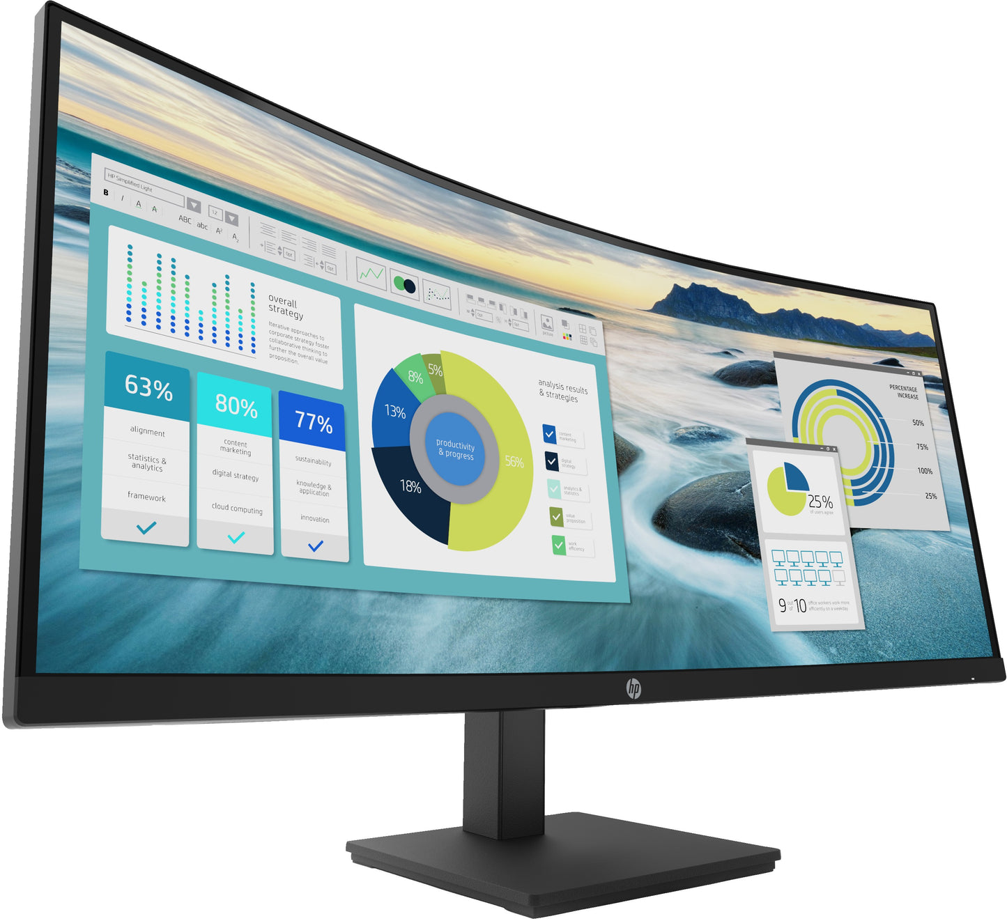 HP P34hcG4 WQHD - USB - C mit Wölbung - 86,4 cm (34") - 3440 x 1440 Pixel - Wide Quad HD - LCD - 5 ms - Schwarz - Monitor