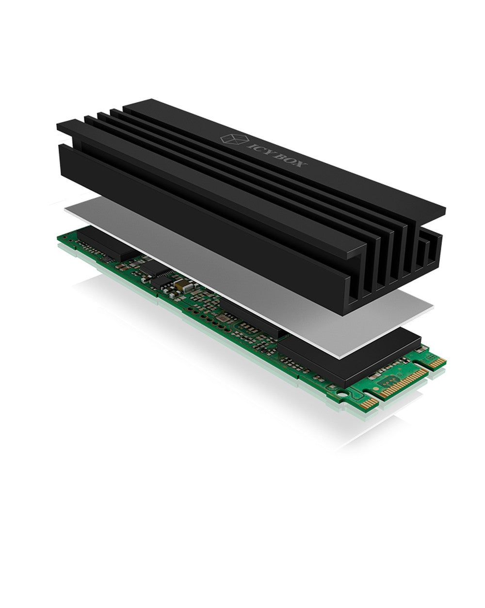 ICY BOX IB - M2HS - 70set für M.2 2280 SSD - Aluminium - 10 mm dick/Radiator - Schwarz - Kühler