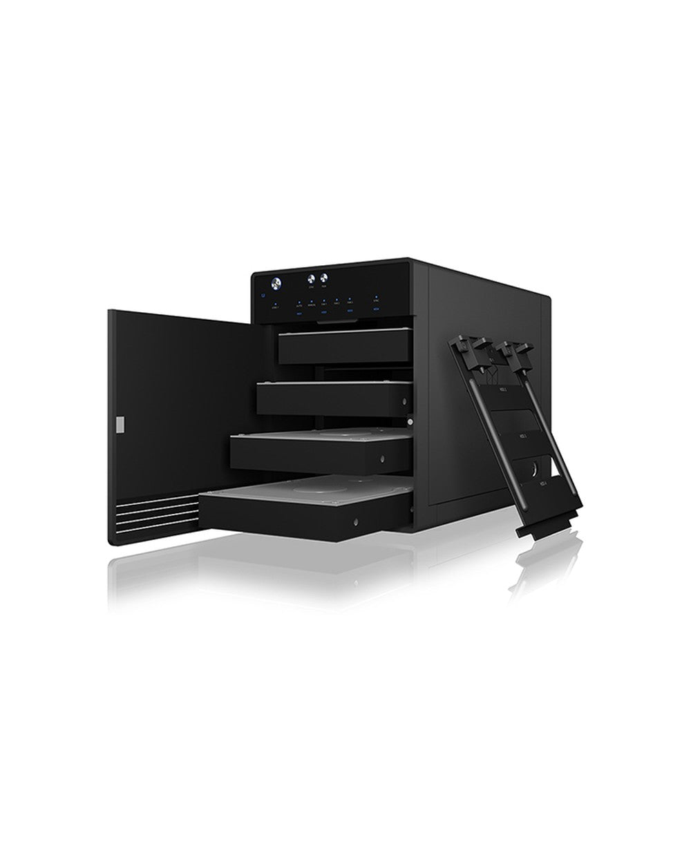 ICY BOX IB - 3740 - C31 - Externes 4 - fach Single Mode System für 3,5" SATA I/II/III Festplatten - USB 3.1 Gen2 - Type - C Host - HDD / SSD - 2.5/3.5" - SATA - Serial ATA II - Serial ATA III - 10 Gbit/s - USB Anschluss - Schwarz - Gehäuse