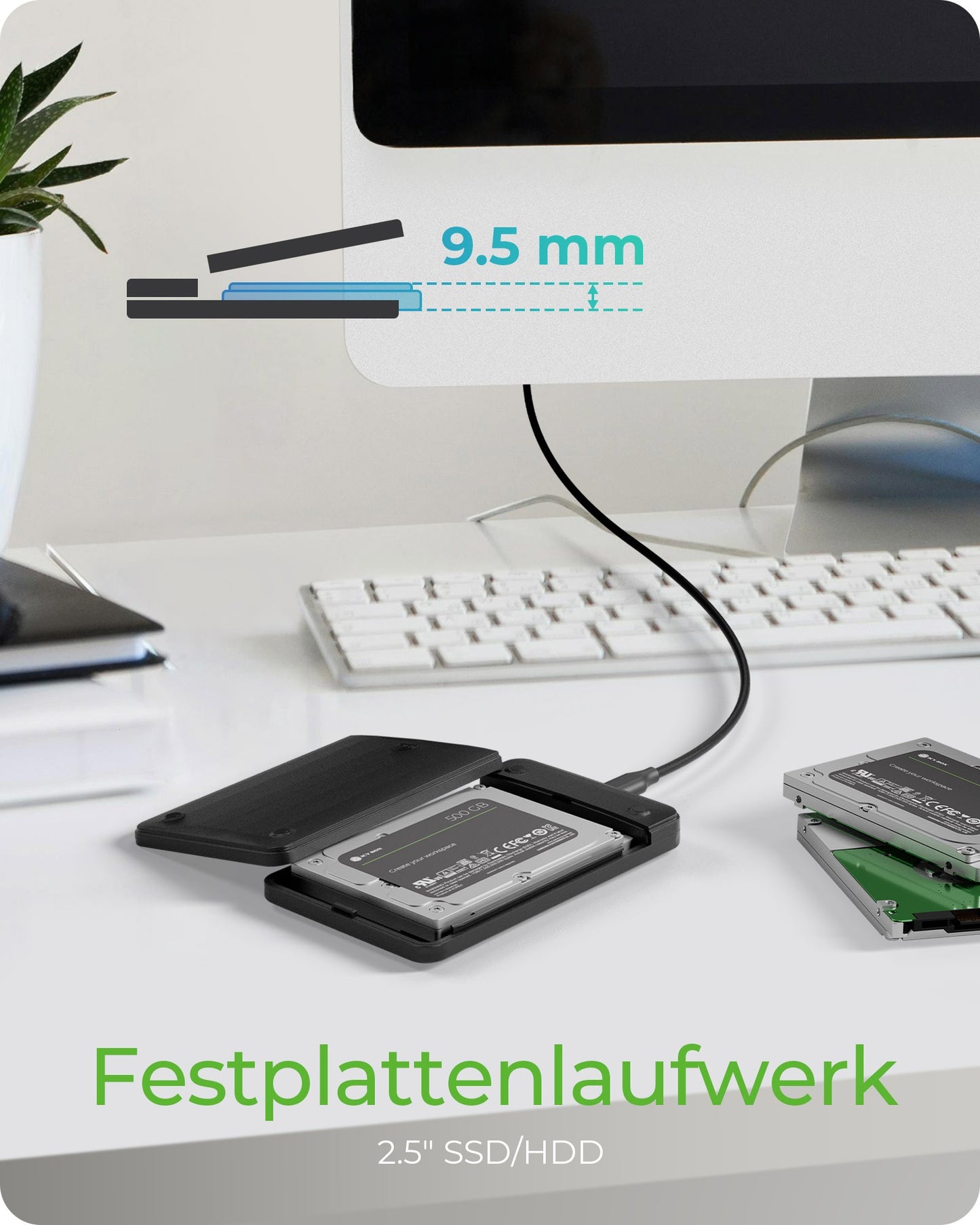 ICY BOX Geh. ext. 2.5" SATA USB 3.2 Gen 2 werkzeuglos - 2,5" - Gehäuse