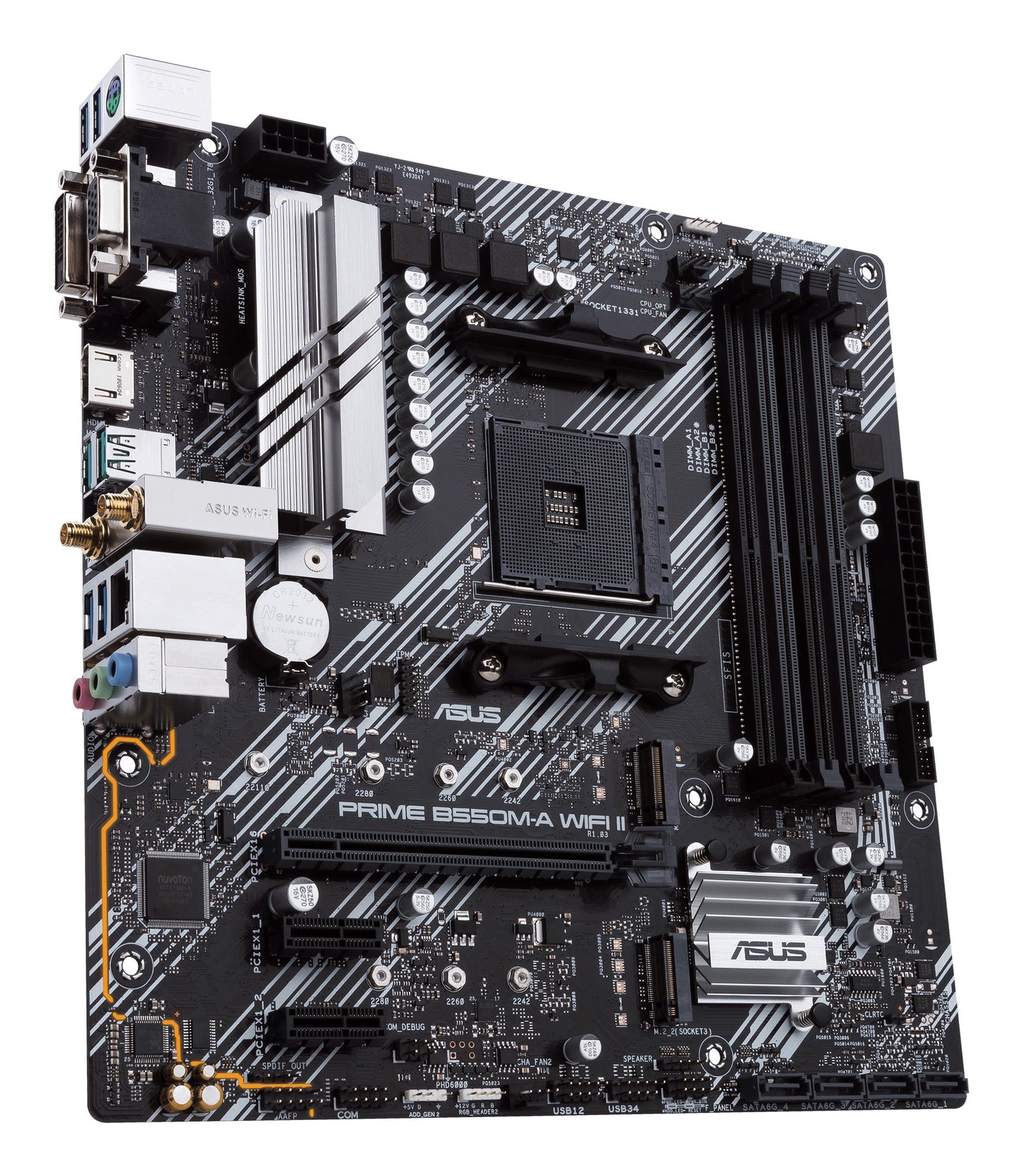 ASUS PRIME B550M - A WIFI II - AMD - Sockel AM4 - AMD Ryzen 3000 Series - AMD Ryzen 5000 Series - Sockel AM4 - DDR4 - SDRAM - 128 GB - Mainboard