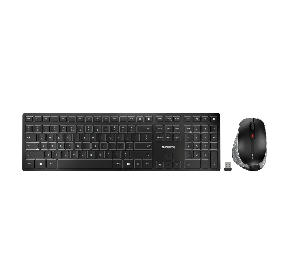 Cherry DW 9500 SLIM - Kabellos - RF Wireless + Bluetooth - Scherenschalter - QWERTY - Schwarz - Grau - Maus enthalten - Tastatur