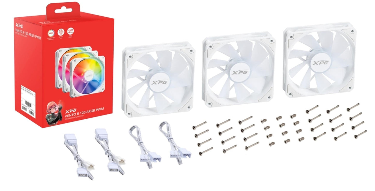 XPG Lüfter Vento R 120 120mm ARGB PWM Fan 3er weiß retail - Gehäuse - 1.650 rpm - Kühler