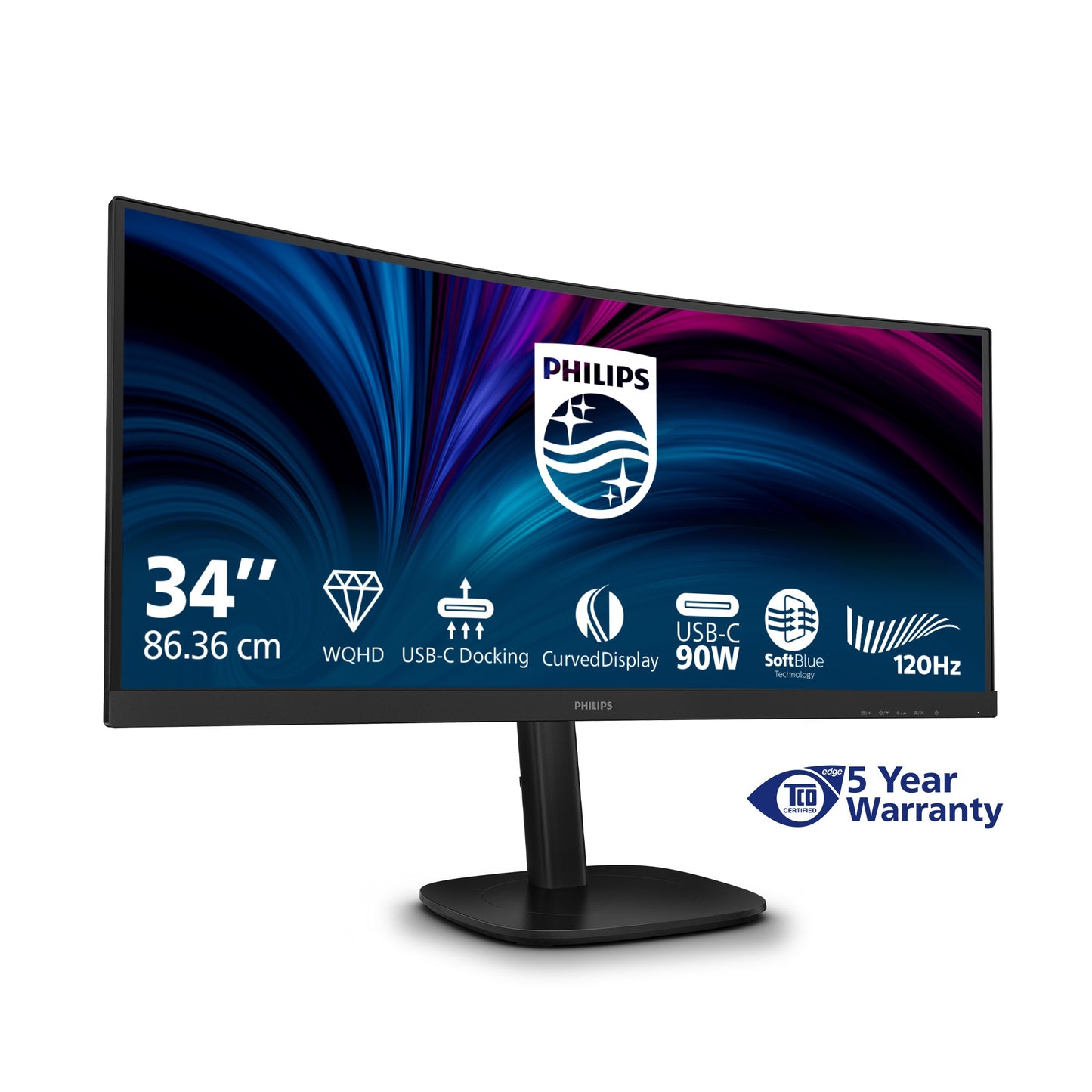 Philips 34" 34B2U3600C Curved/UWQHD/DP/HDMI/USB - C/RJ45 - 86,4 cm - Monitor
