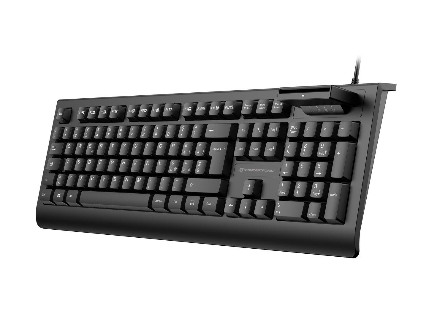 Conceptronic USB Tastatur+Smart ID - Kartenleser Layout IT sw - QWERTY - Tastatur