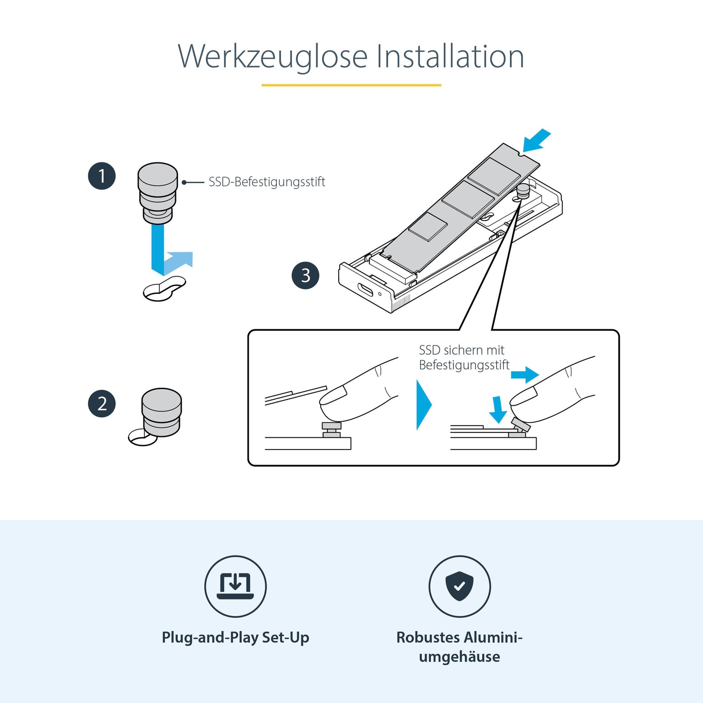 StarTech.com USB - C M.2 Externes Gehäuse für NVMe und SATA M.2 - USB - C/USB - A auf M.2 NVMe/SATA SSD - 10Gbit/s - M/B+M key M.2 Laufwerke - 2230/2242/2260/2280 - Aluminiumgehäuse - werkzeuglos - USB - C und USB - A Kabel - SSD - M.2 - M.2 - 1 - Gehäuse