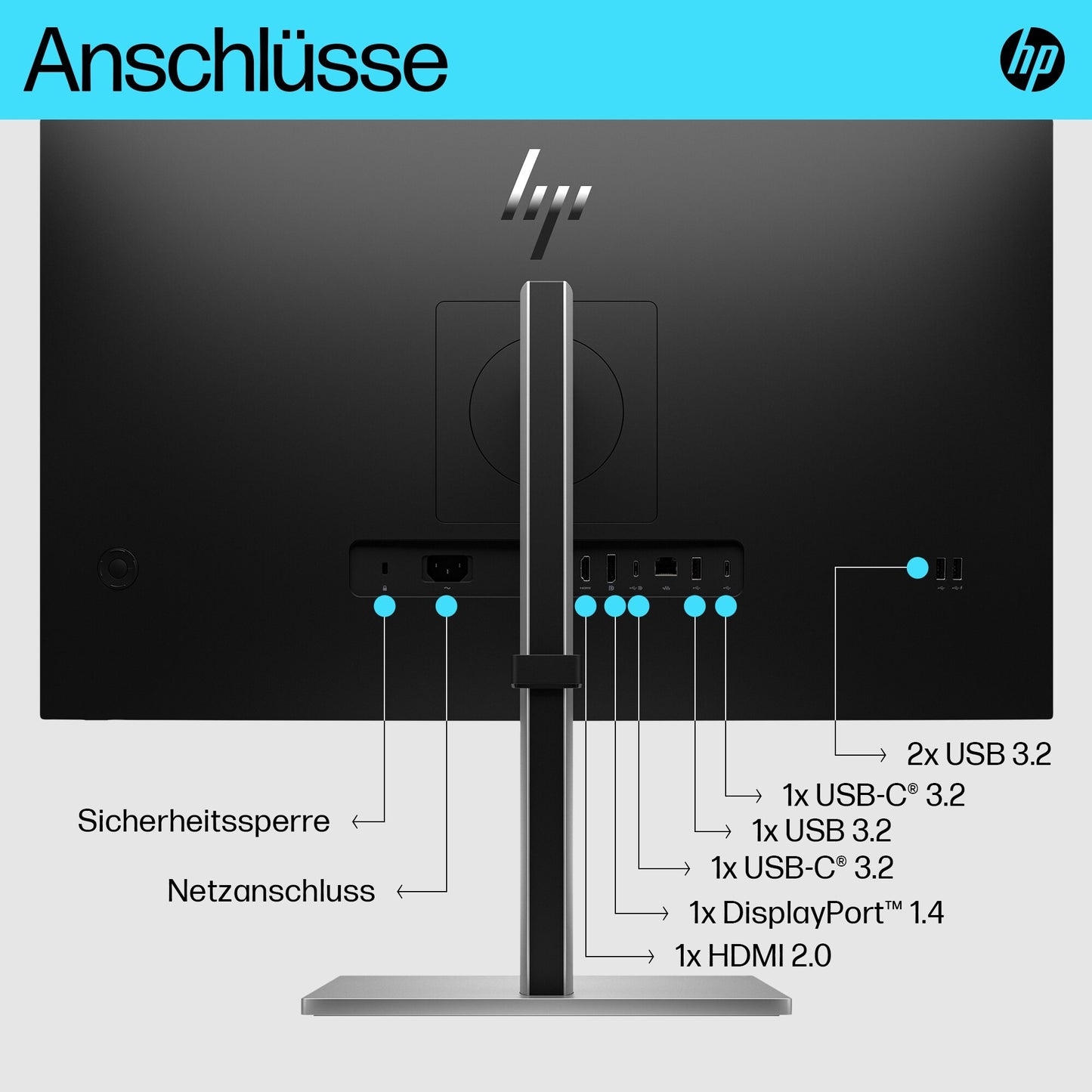 HP E - Series E27k G5 4K USB - C - 68,6 cm (27") - 3840 x 2160 Pixel - 4K Ultra HD - LCD - 5 ms - Schwarz - Silber - Monitor