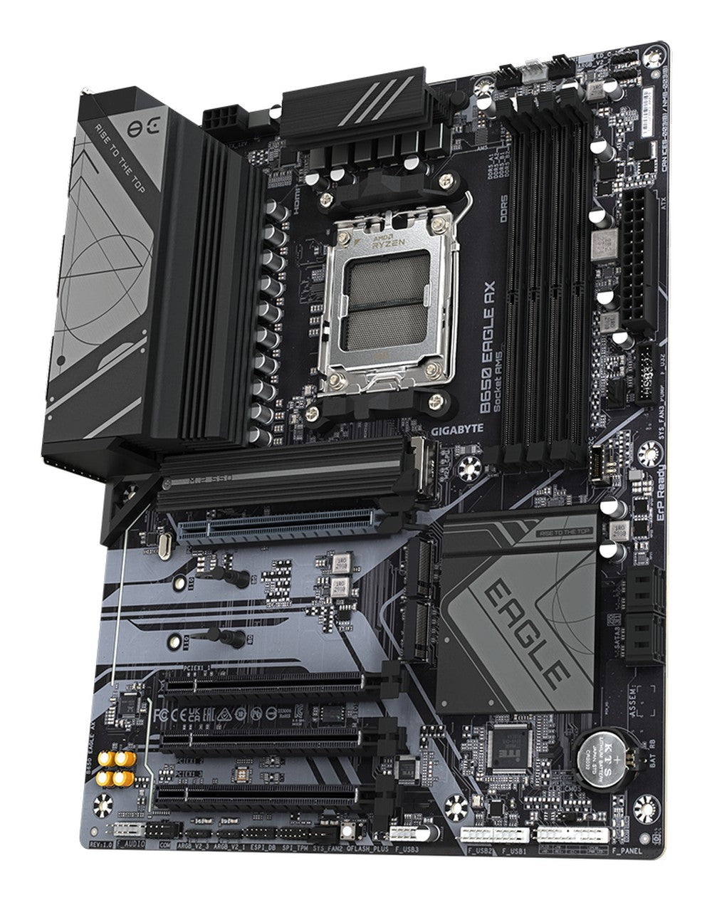 Gigabyte B650 EAGLE AX Mainboard - AMD Ryzen 9000er - Serie - 12+2+2 Phasen VRM - bis zu 7600 MHz DDR5 (OC) - 1xPCIe 5.0 + 2xPCIe 4.0 M.2 - GbE LAN - WIFI 6E - USB 3.2 Gen 2 - AMD - Sockel AM5 - AMD Ryzen 7000 Series - AMD Ryzen 8000 Series - Mainboard