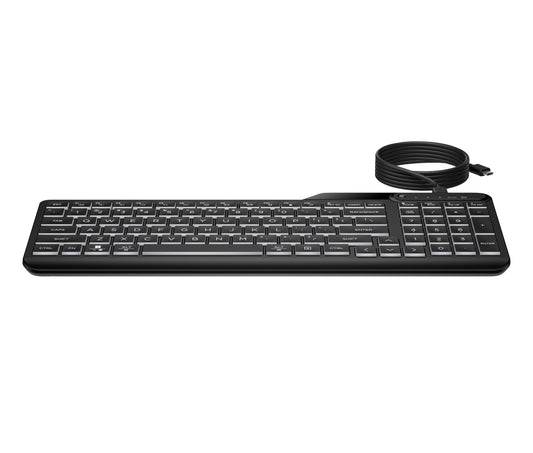 HP 400 Kabelgebundene Tastatur mit Hintergrundbeleuchtung - Volle Größe (100%) - Kabelgebunden - USB - Schwarz - Tastatur