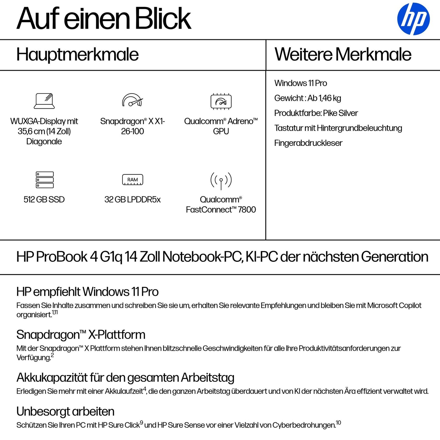 HP ProBook 4 G1i Notebook Next Gen AI - 177 - Grad Scharnierdesign - Notebook