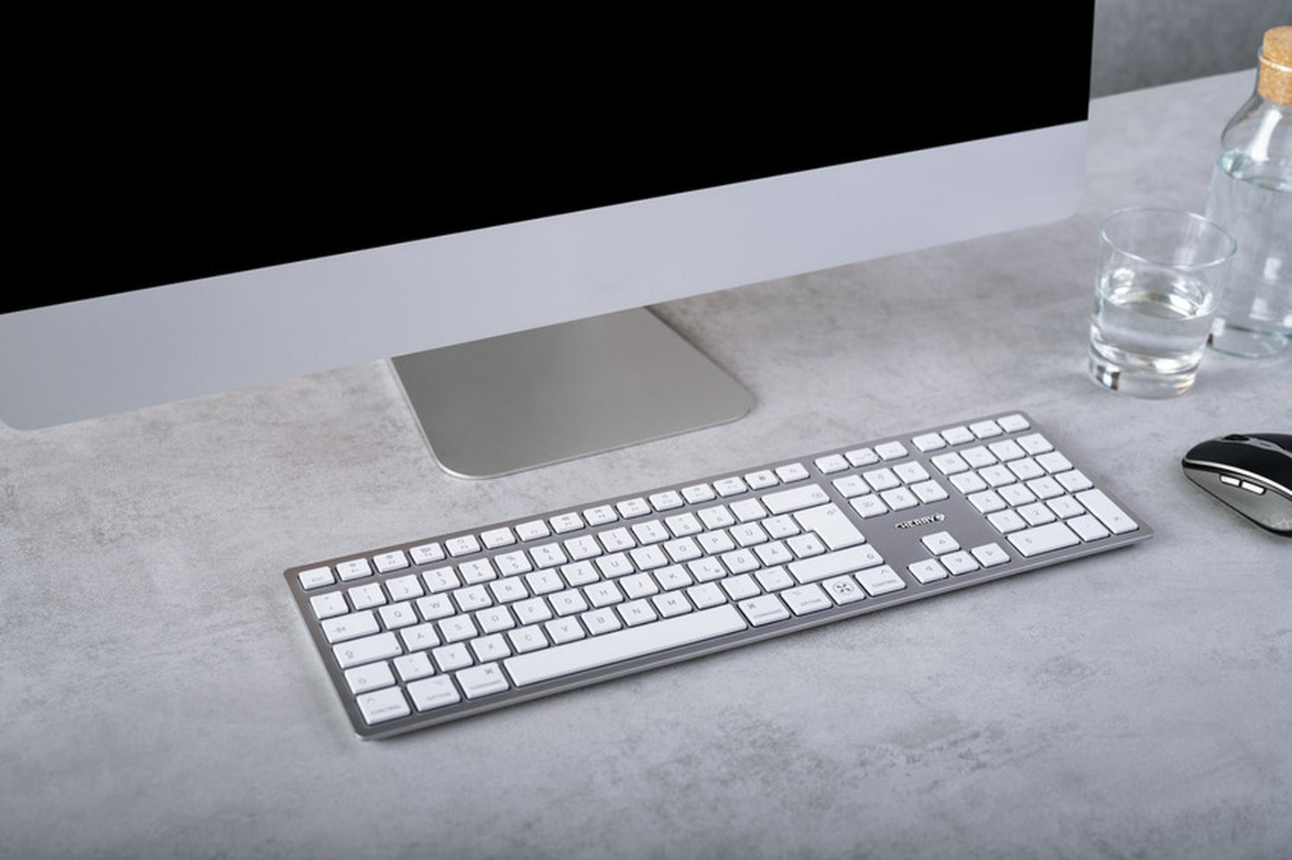 Cherry KW 9100 SLIM FOR MAC - Verkabelt & Kabellos - USB + Bluetooth - QWERTZ - Silber - Tastatur