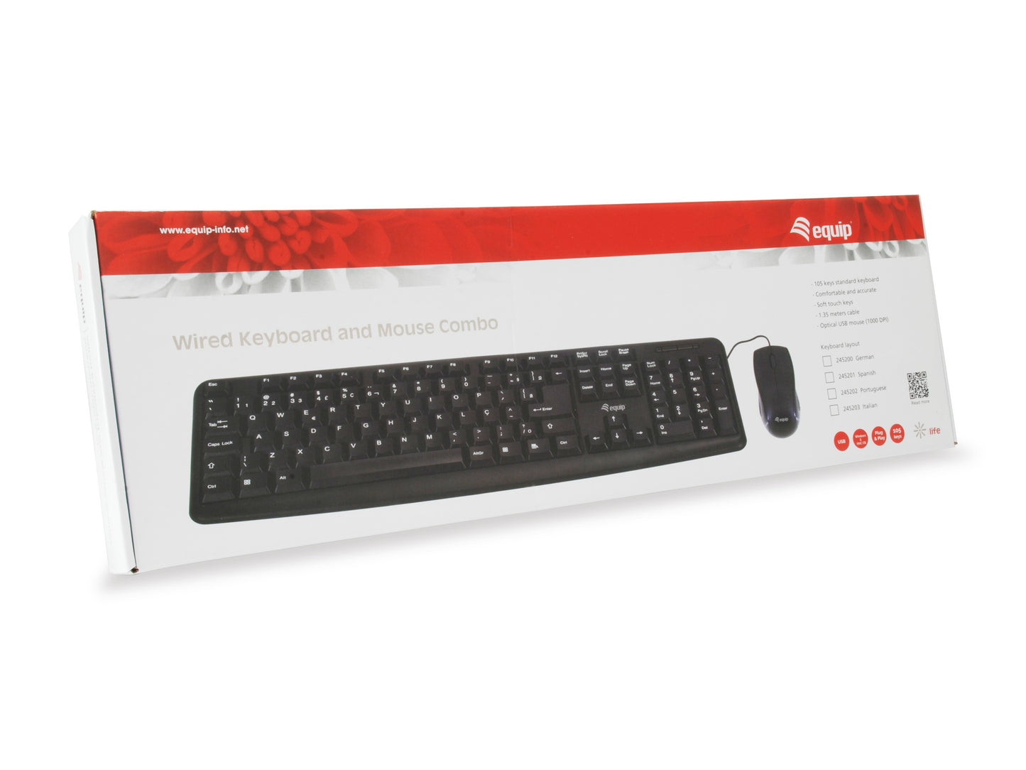 Equip 245200 - Volle Größe (100%) - Kabelgebunden - USB - QWERTZ - Schwarz - Maus enthalten - Tastatur