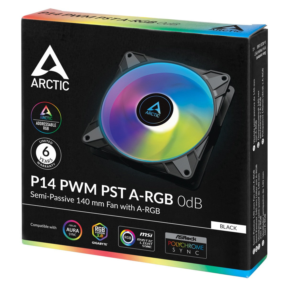 Arctic P14 PWM PST A - RGB 0dB - Semi - Passiver 140 mm Gehäuselüfter mit digitalem A - RGB - Ventilator - 14 cm - 0 RPM - 1900 RPM - 0,3 Sone - 117,06 m³/h - Kühler