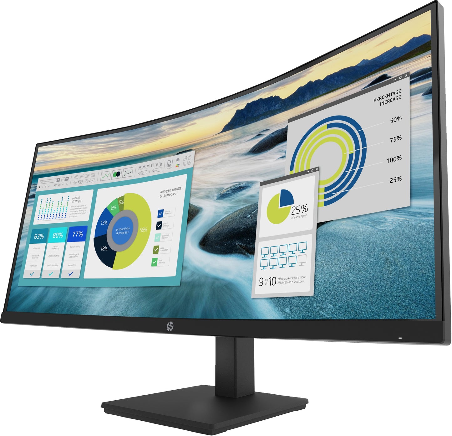 HP P34hcG4 WQHD - USB - C mit Wölbung - 86,4 cm (34") - 3440 x 1440 Pixel - Wide Quad HD - LCD - 5 ms - Schwarz - Monitor
