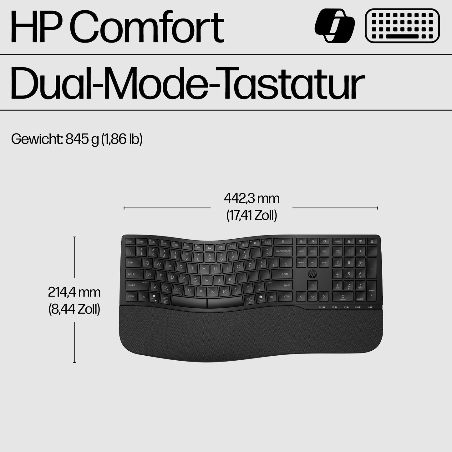 HP 680 Comfort Dual - Mode Keyboard - QWERTZ - Tastatur