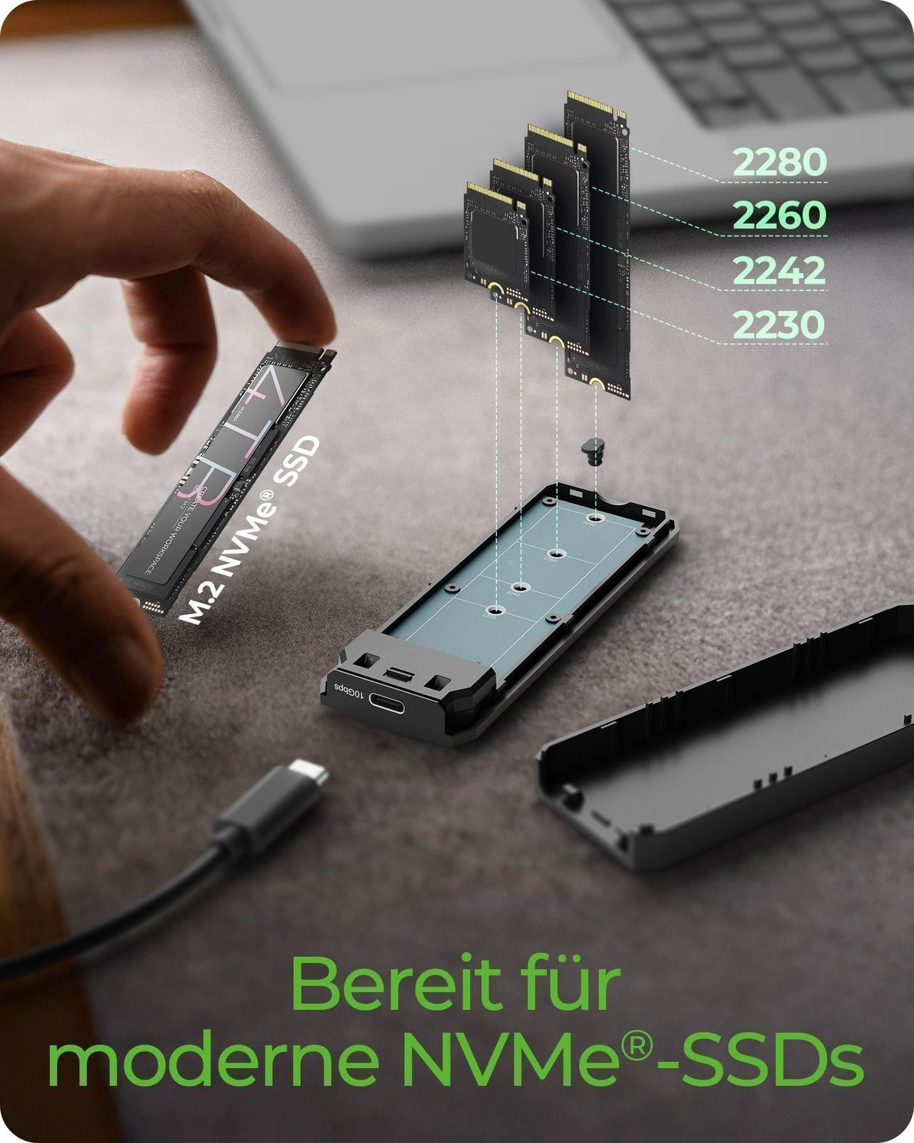 ICY BOX Geh. Spade Case 1805 NVMe M.2 USB 3.2 Gen 2 Type - C - USB 3.0 - Gehäuse