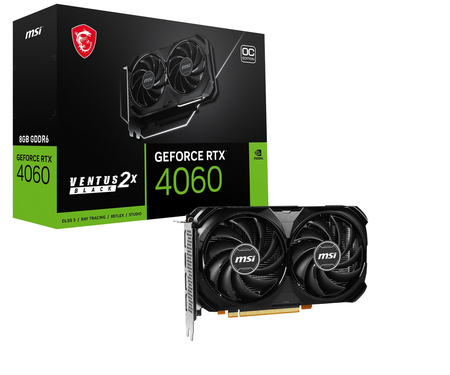MSI GeForce RTX 4060 VENTUS 2X BLACK 8G OC - VGA - PCI - E x16 - Grafikkarte