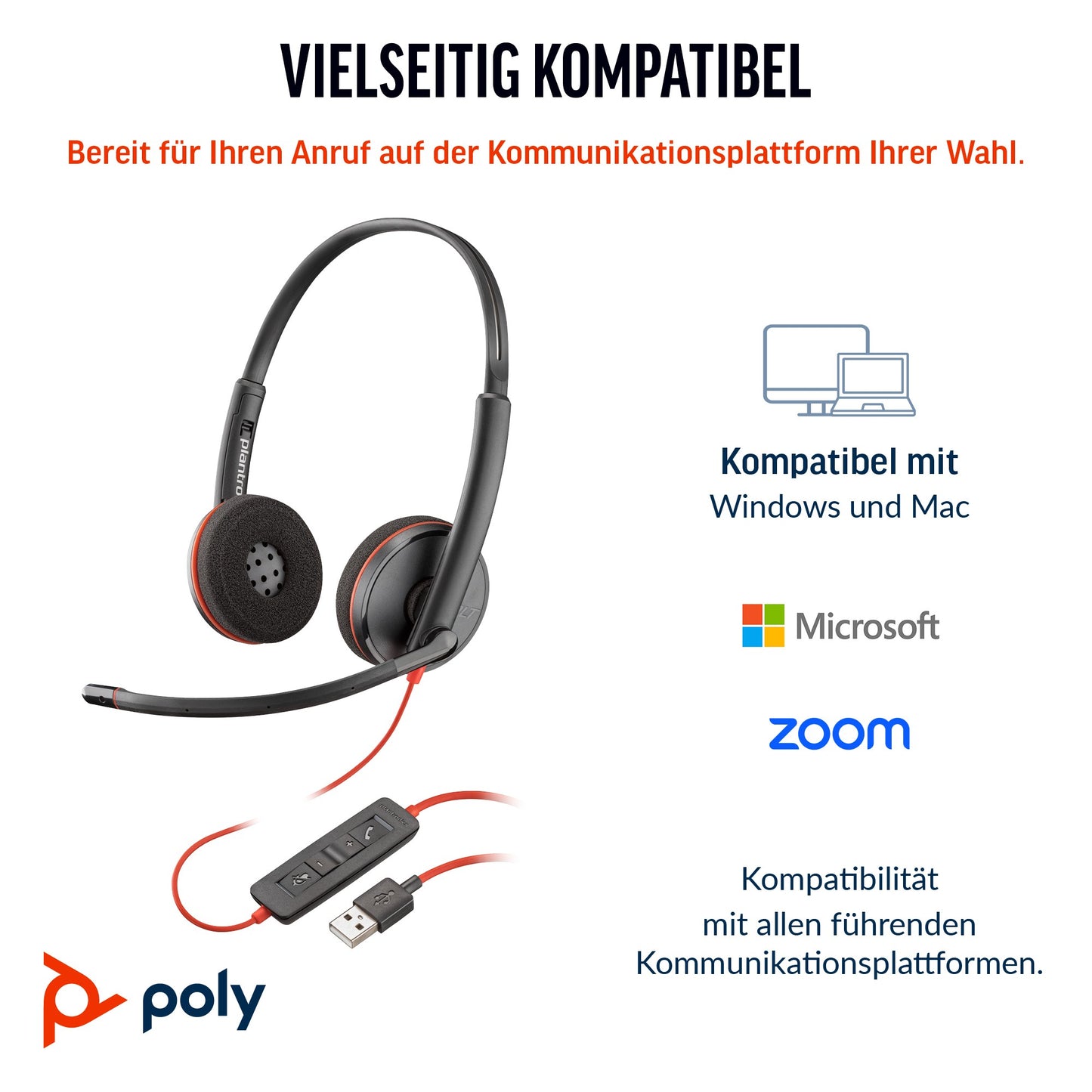 Poly Blackwire 3220 Stereo USB - C Headset+USB - C/A - Stereo - Headset