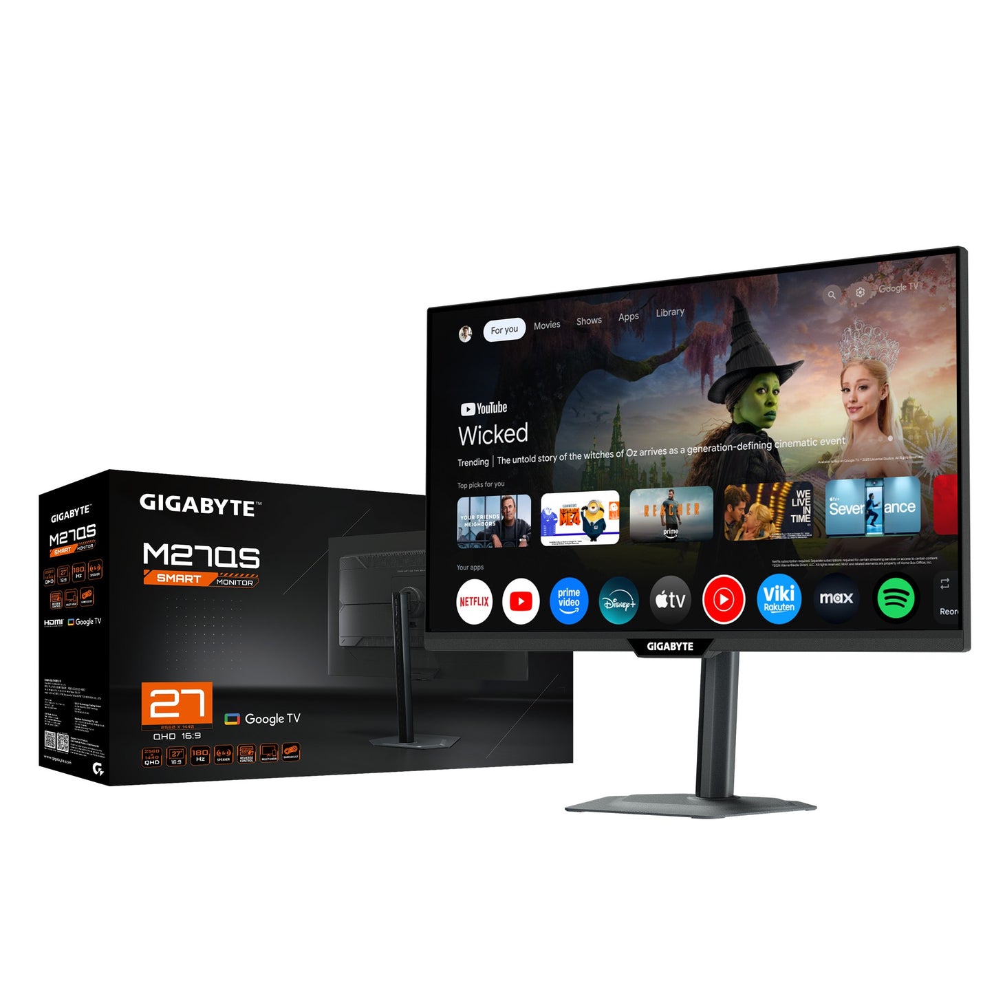 Gigabyte M27Qs 27 2K Qhd Smart Monitor - Google Tv Wireless - 27 - 27" - Monitor