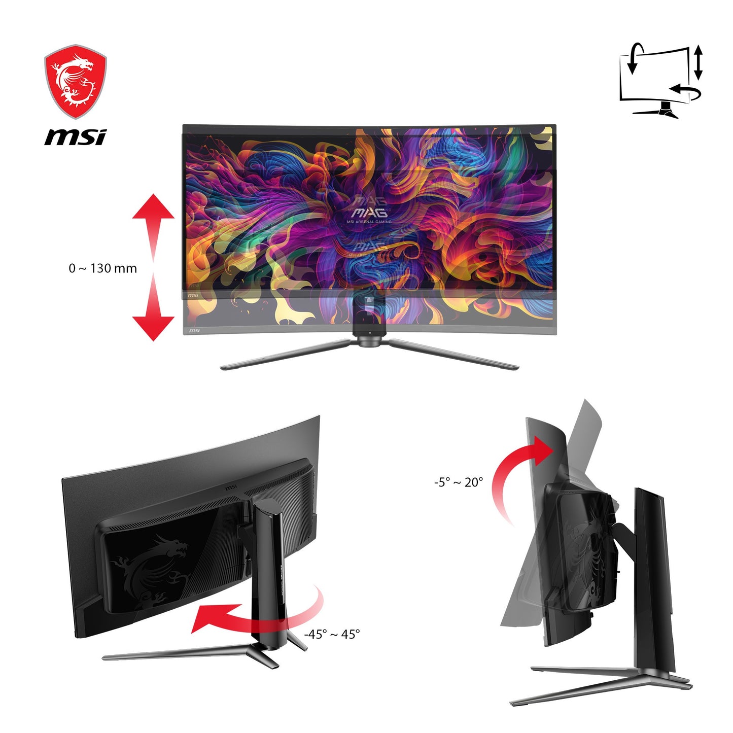 MSI Mag 341Cqpde Qd - Oled - Oled - Gaming - gebogen - 34" 34" - 86,4 cm - Monitor
