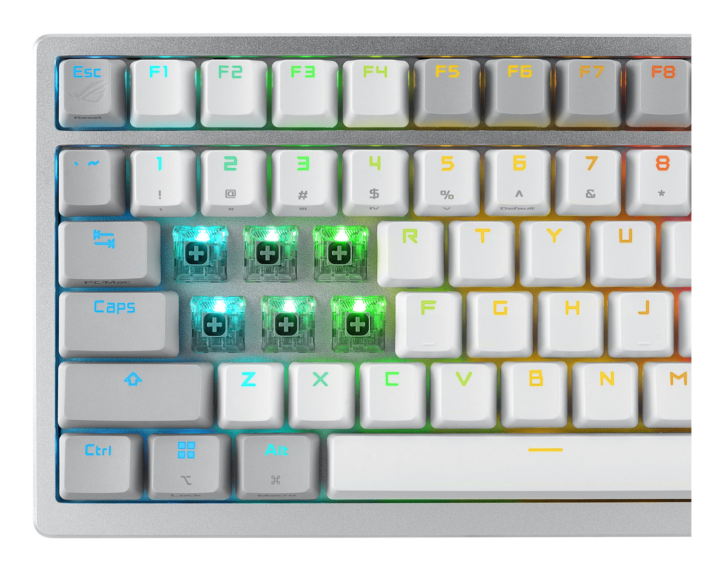 ASUS ROG Azoth White - Verkabelt & Kabellos - USB + RF Wireless + Bluetooth - Mechanischer Switch - QWERTZ - RGB - LED - Weiß - Tastatur