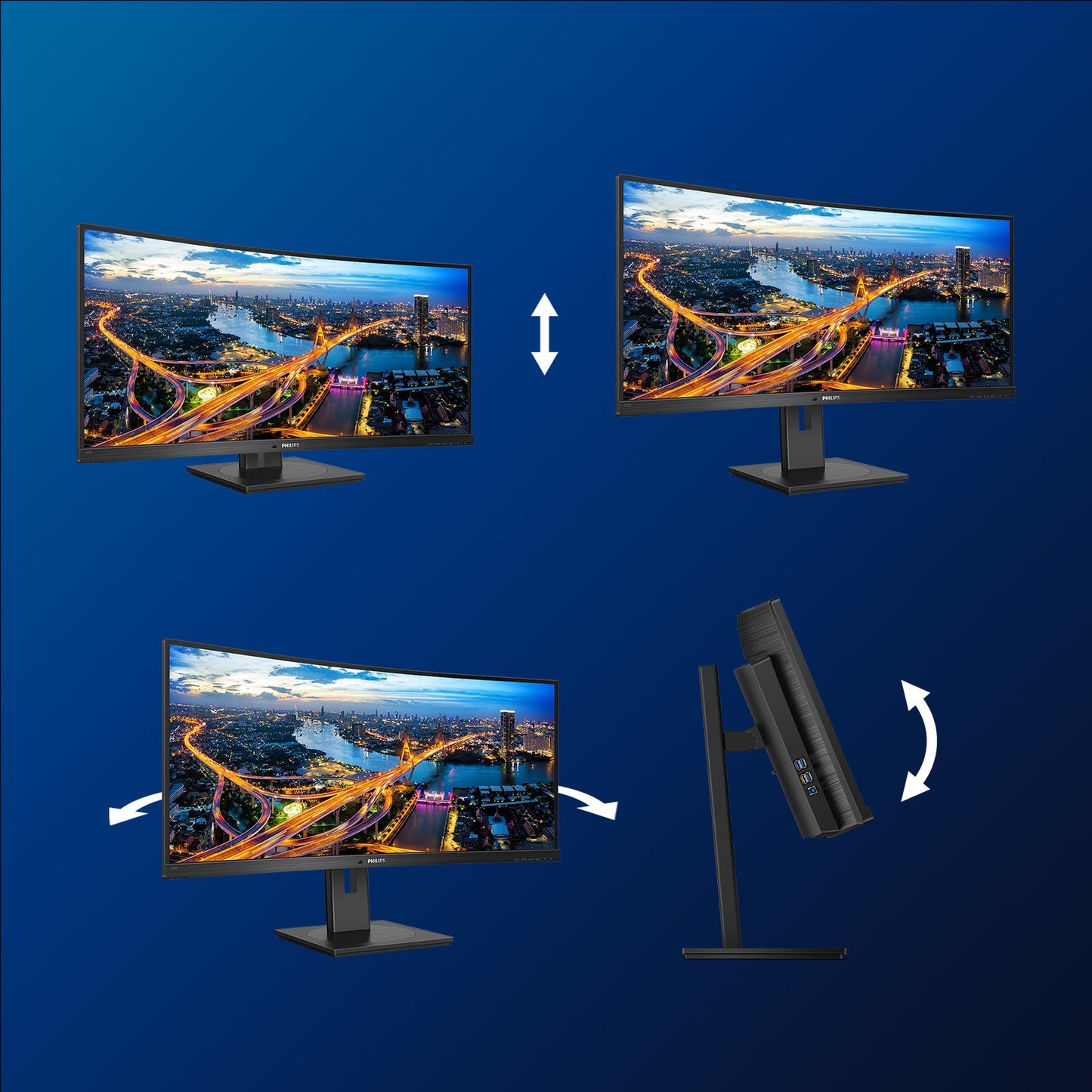 Philips B Line 346B1C/00 - 86,4 cm (34") - 3440 x 1440 Pixel - Quad HD - LCD - 4 ms - Schwarz - Monitor