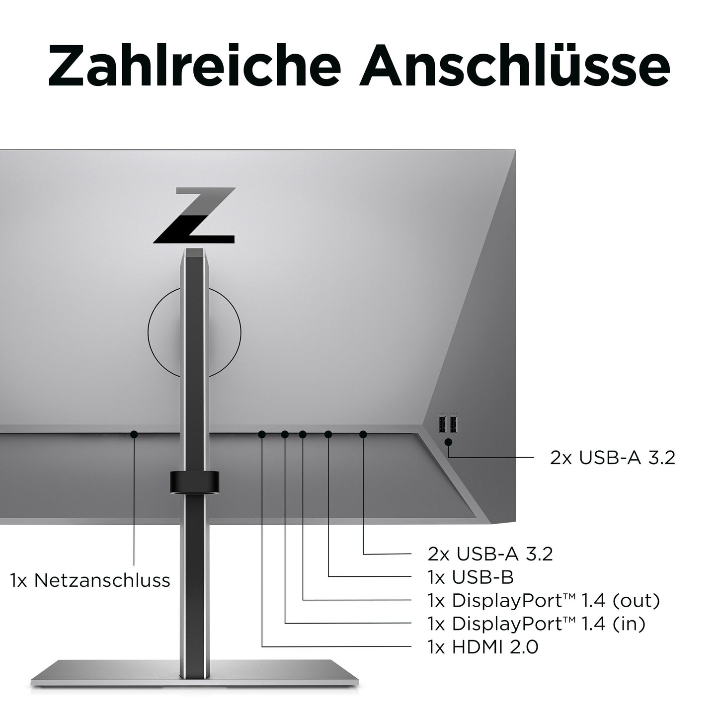 HP Z24q G3 QHD - Display - 60,5 cm (23.8") - 2560 x 1440 Pixel - Quad HD - LCD - 5 ms - Silber - Monitor