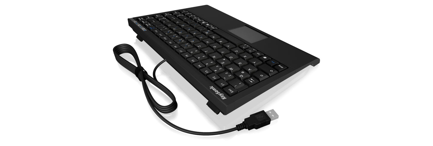 KeySonic ACK - 595C+ (US) Mini - SoftSkin - Combo - schwarz - Mini - Kabelgebunden - USB - Membran Key Switch - QWERTY - Schwarz - Tastatur